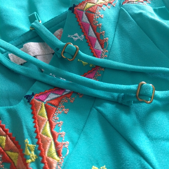 ‼️SOLD‼️ Gianni Bini Embroidered Turquoise Trendy Romper - Picture 11 of 16